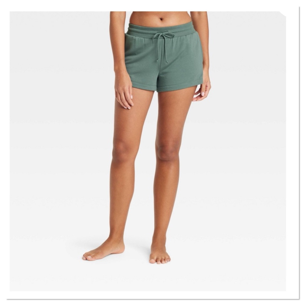 Women’s Beautifully Soft Fleece Lounge Shorts Stars Above Green